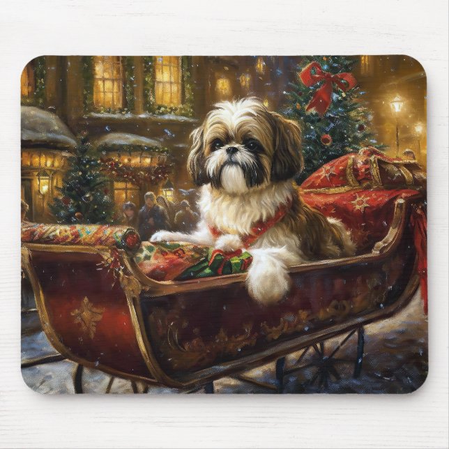 Shih Tzu Weihnachtsfeiertag Mousepad (Vorne)