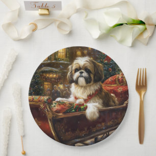 Shih Tzu Weihnachtsfeiertag Pappteller