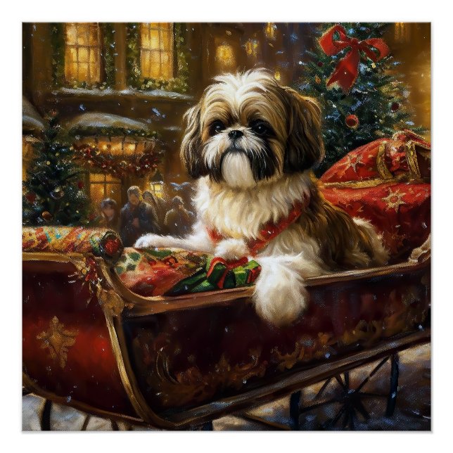 Shih Tzu Weihnachtsfeiertag Poster (Vorderseite)