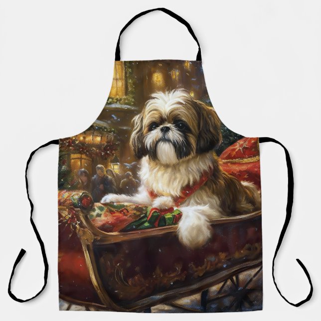 Shih Tzu Weihnachtsfeiertag Schürze (Vorderseite)