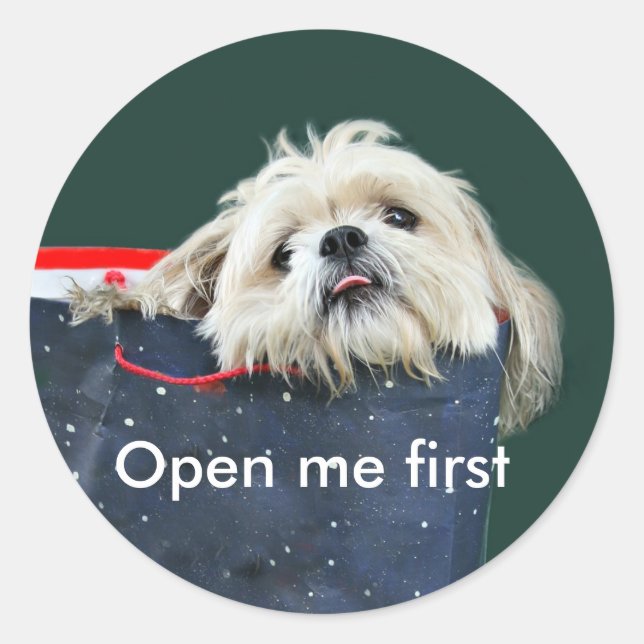 Shih Tzu Weihnachtsgeschenk Runder Aufkleber (Vorderseite)