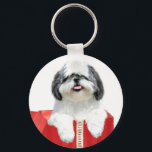 Shih Tzu Weihnachtsgeschenk Schlüsselanhänger<br><div class="desc">Schwarzweiß-Shih Tzu in einem Foto in der Weihnachtszeit - Weihnachtsgeschenk-Geschenkboxen</div>