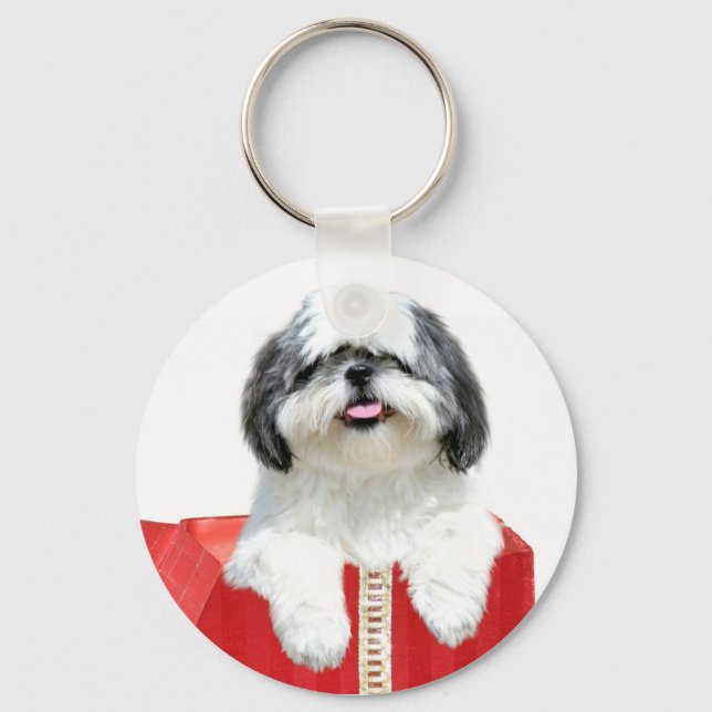 Shih Tzu Weihnachtsgeschenk Schlüsselanhänger (Vorderseite)
