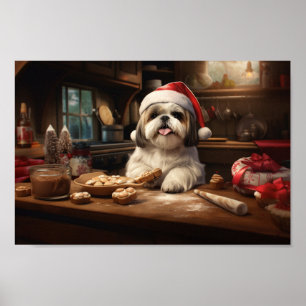 Shih Tzu Weihnachtskochen Feiertage Poster