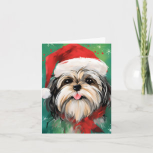 Shih Tzu Weihnachtsmalerei Karte