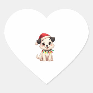 Shih Tzu Weihnachtsmann Weihnachtsbaum Lichter Xma Herz-Aufkleber