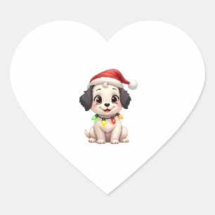 Shih Tzu Weihnachtsmann Weihnachtsbaum Lichter Xma Herz-Aufkleber