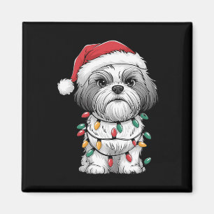 Shih Tzu Weihnachtsmann Weihnachtsbaum Lichter Xma Magnet
