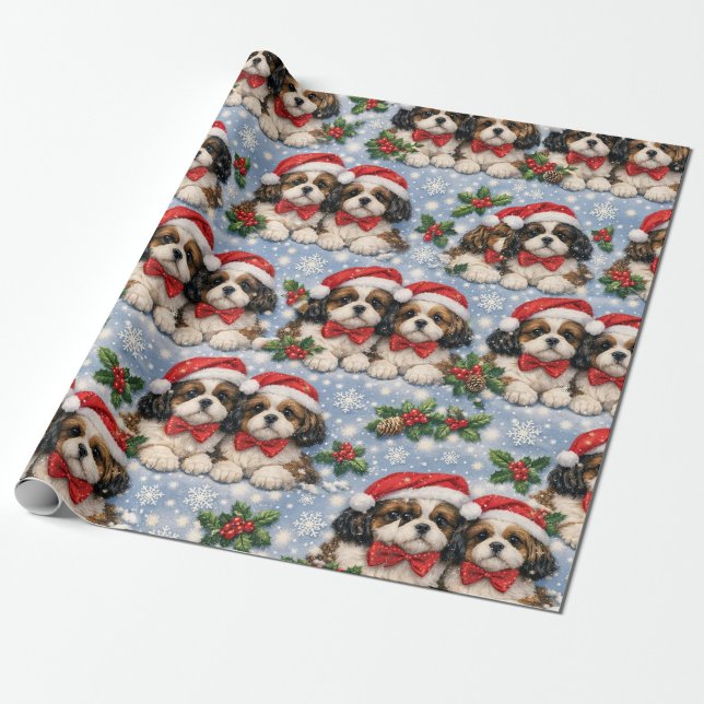 Shih Tzu Weihnachtspapier  Geschenkpapier (“Festive Shih Tzus bring holiday cheer to every present.”)