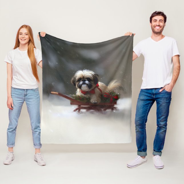 Shih Tzu Weihnachtsschnee Winter Fleecedecke (Beispiel)