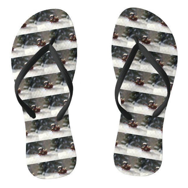 Shih Tzu Weihnachtsschnee Winter Flip Flops (Fußbett)