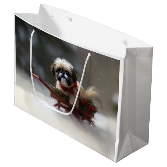 Shih Tzu Weihnachtsschnee Winter Große Geschenktüte (Vorderseite Schrägansicht)