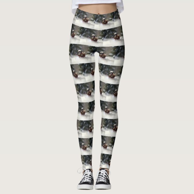 Shih Tzu Weihnachtsschnee Winter Leggings (Vorderseite)