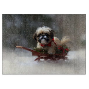 Shih Tzu Weihnachtsschnee Winter Schneidebrett