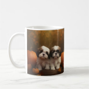 Shih Tzu Welpe Herbstfreude Kürbis Kaffeetasse