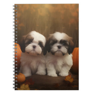 Shih Tzu Welpe Herbstfreude Kürbis Notizblock