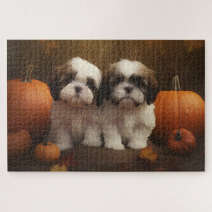 Shih Tzu Welpe Herbstfreude Kürbis  Puzzle