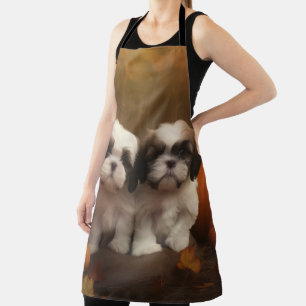 Shih Tzu Welpe Herbstfreude Kürbis Schürze