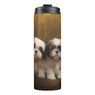 Shih Tzu Welpe Herbstfreude Kürbis Thermosbecher