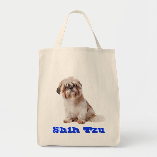 Shih Tzu Welpe Hund Leinwand Lebensmittelgeschäft  Tragetasche (Vorne)