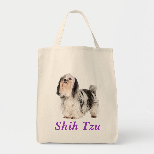 Shih Tzu Welpe Lebensmittelgeschäft Leinwand Tote  Tragetasche (Vorne)