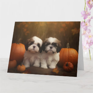 Shih Tzu Welppy Autumn Delight Pumpkin Karte
