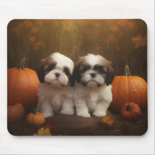 Shih Tzu Welppy Autumn Delight Pumpkin Mousepad