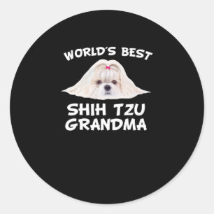 Shih Tzu Weltbeste Schih-Tzu-Großmutter Runder Aufkleber