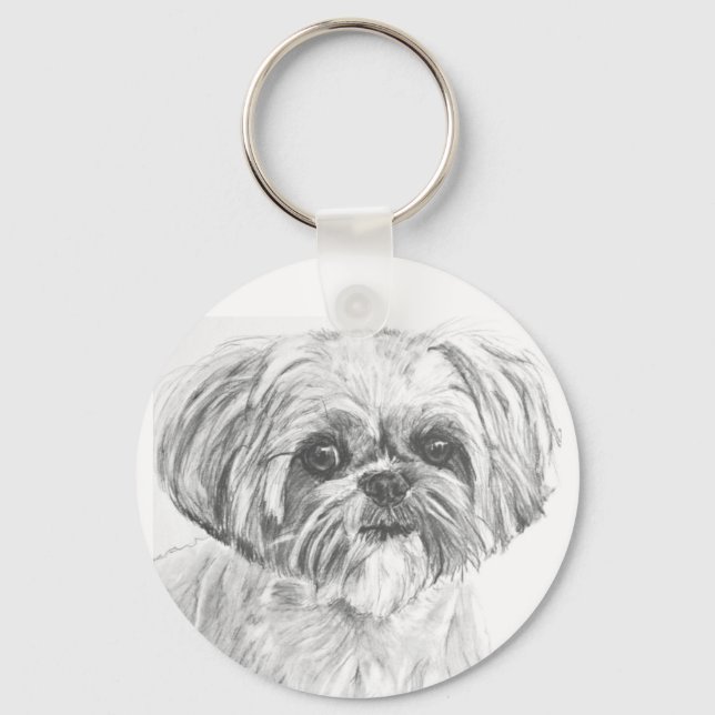 Shih Tzu Zeichnend Schlüsselanhänger (Vorderseite)
