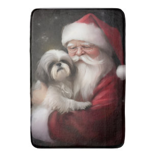 Shih Tzu zu Weihnachten Badematte