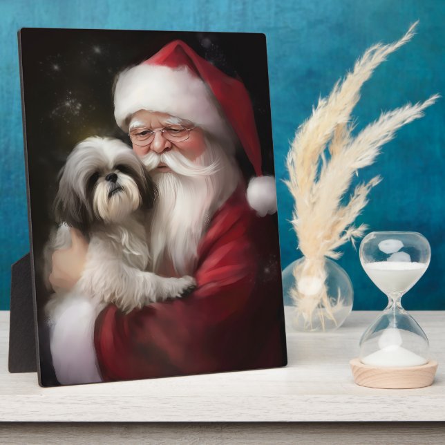 Shih Tzu zu Weihnachten Fotoplatte (Seite)