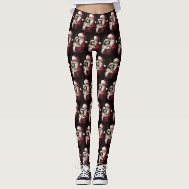 Shih Tzu zu Weihnachten Leggings (Vorderseite)