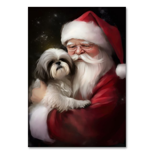 Shih Tzu zu Weihnachten Tischnummer (Vorderseite)
