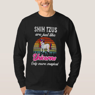 Shih Tzus Retro Unicorn Vintager Sonnenuntergang T-Shirt