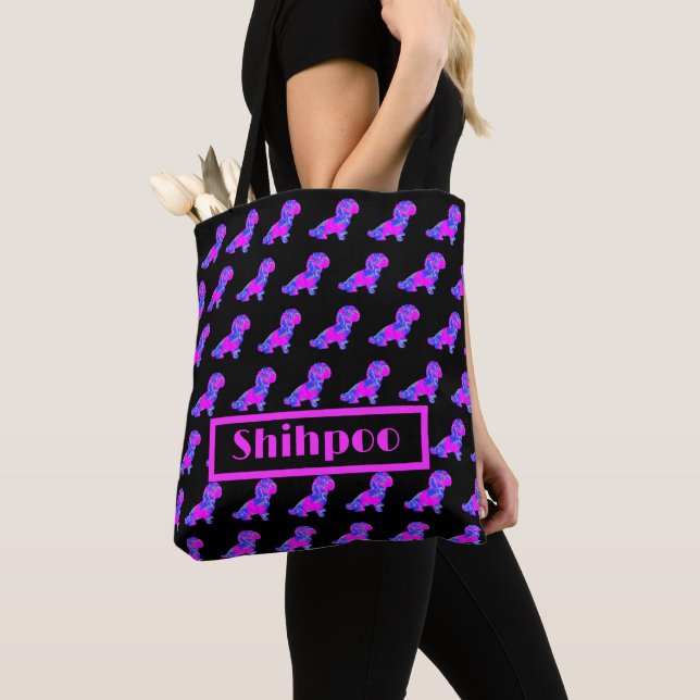 Shihpoo Dog Pink Blue Silhouette Black (Von Nahem)