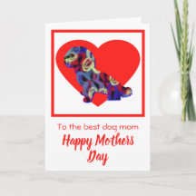 Shihpoo Silhouette Hund Rotes Herz Muttertagskarte