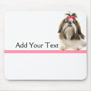 ShihTsu mit rosa Bogen auf rosa Diamantgrenze Mousepad