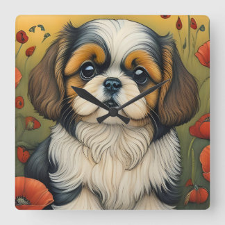 Shihtzu-Welpengeschenkidee Quadratische Wanduhr