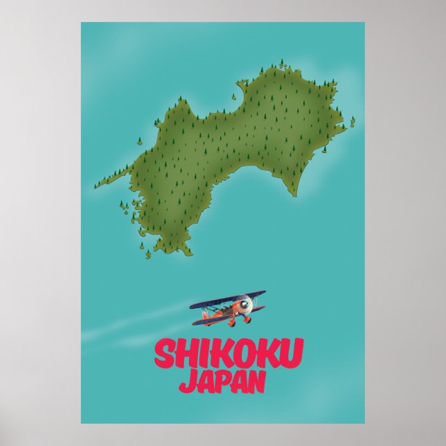 Shikoku Japan-Karte Poster (Vorne)