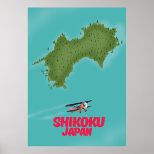 Shikoku Japan map Poster
