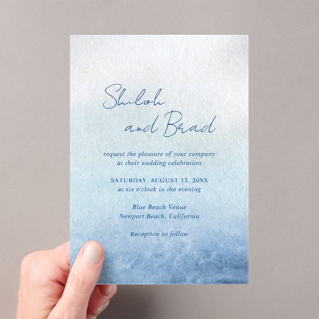 Shiloh Blue Elegant Wedding Acryleinladungen (Insitu (Handheld))