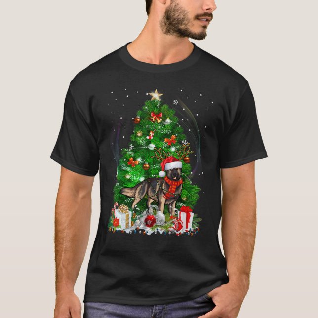 Shiloh Shepherd Christmas Tree Light Pajama Dog Xm T-Shirt (Vorderseite)