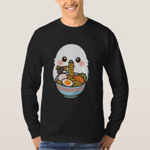 Shima Enaga Vogel isst Ramen-Nudeln Kawaii Cute  T-Shirt