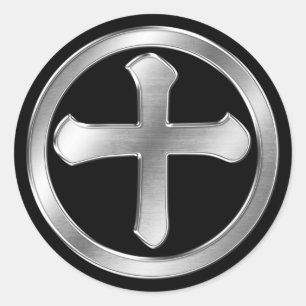 Shimazu Clan Kamon Silver Chrome Runder Aufkleber