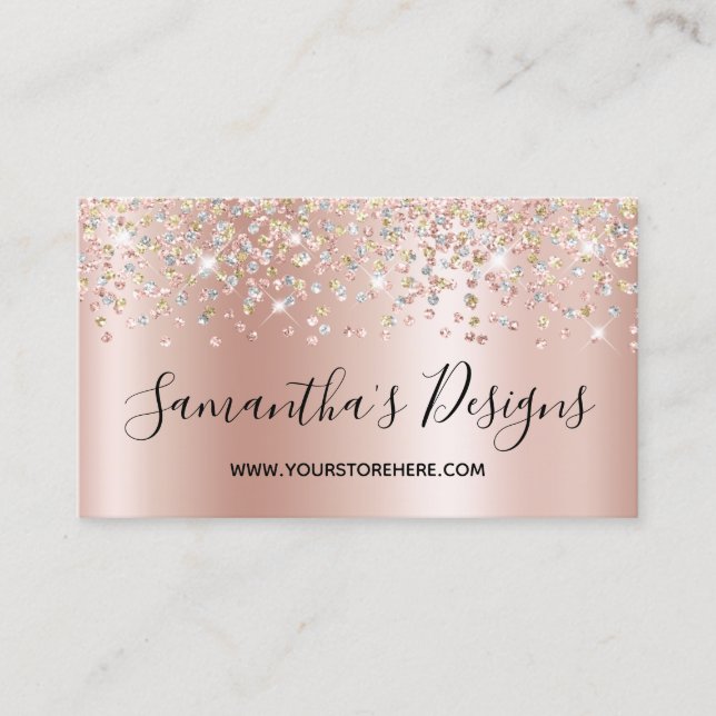 Shimmer Confetti Glitzer Rose Gold Gradient Visitenkarte (Vorderseite)