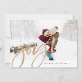 Shimmer Gold Foil Joy Typographic Full Foto Feiertagskarte