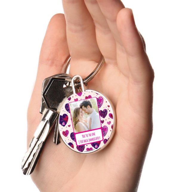 Shimmer Lila Herztxt sofort zurück Schlüsselanhänger (Von Creator hochgeladen)