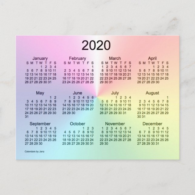 Shimmer Mini Kalender 2020 von Janz Postkarte (Vorderseite)