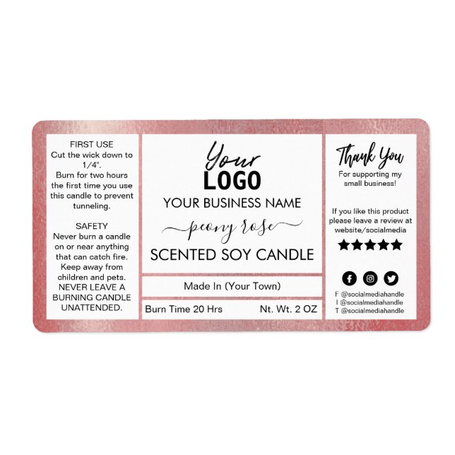 Shimmer Rose Goldener Zwerg Sojaskerze (Vorne)