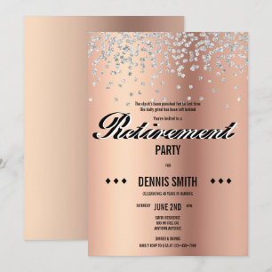 Shimmer Silber Glitter Konfetti Ruhestandsfeier Einladung